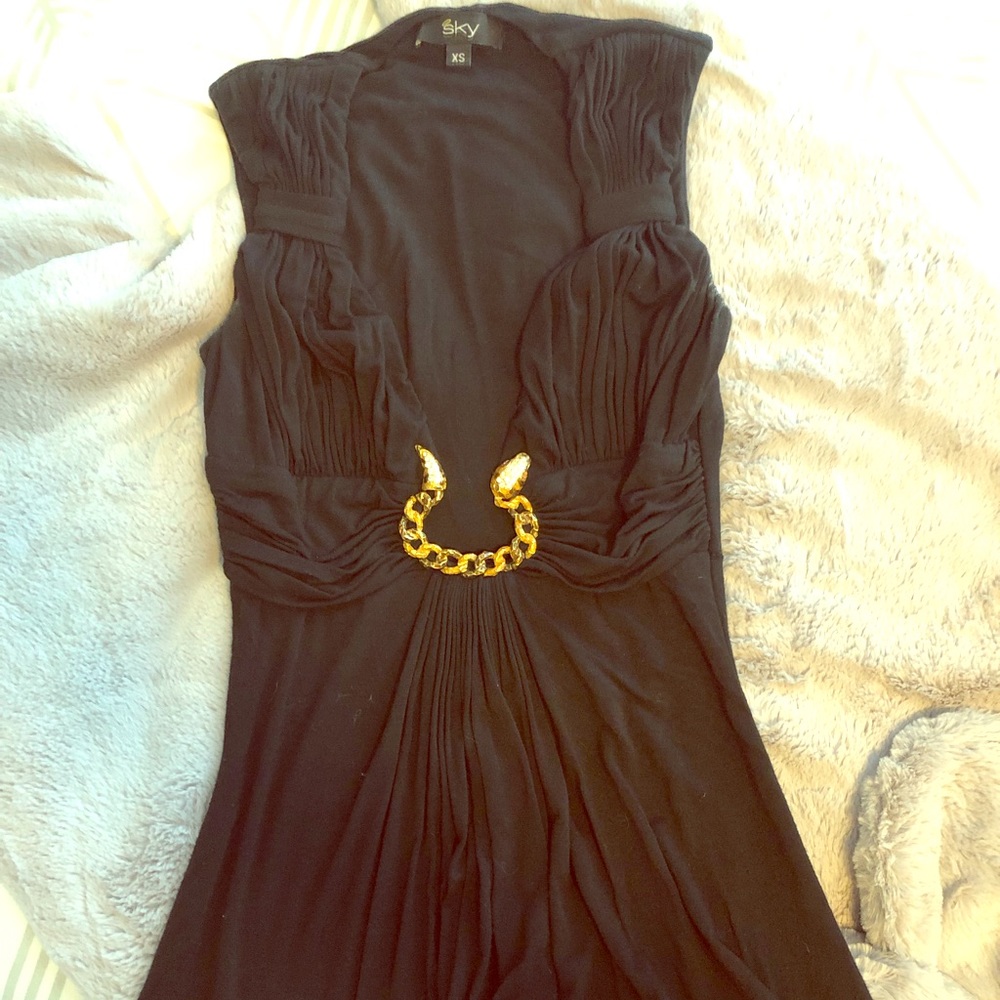 Sky black tank top with snake embellishment